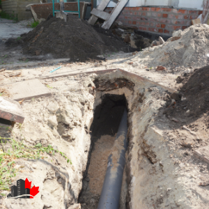 main sewer line for dug up for sewer backup repair in Toronto